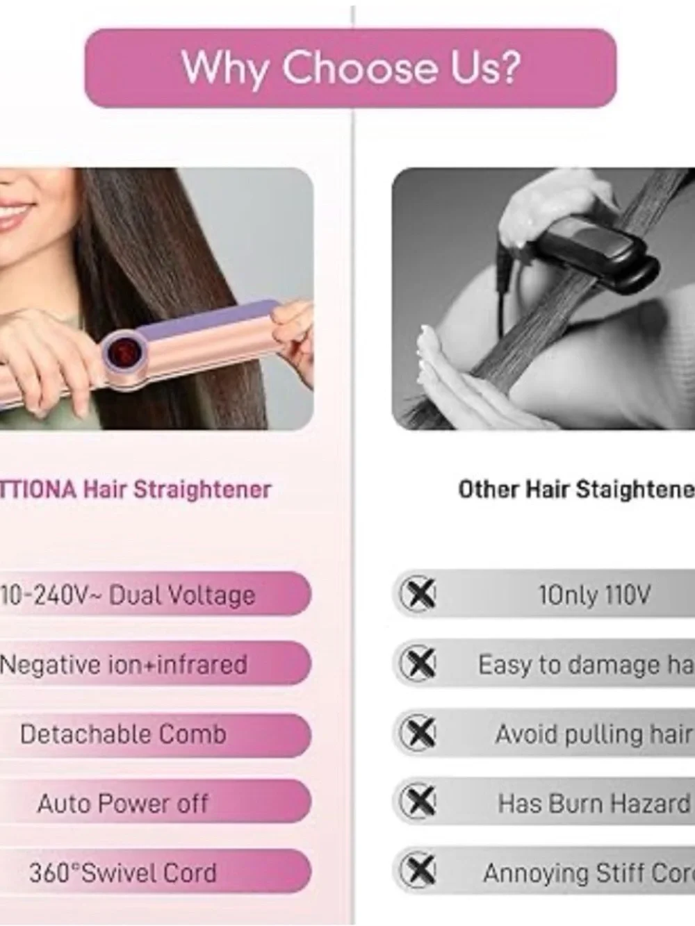 HITTIONA Flat Iron Hair Straightener – 1.75” Ceramic Infrared Ionic Flat Iron